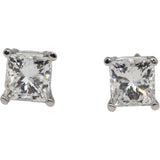 14k White Gold Princess Cut Diamond Stud Earrings 1.61CT