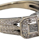10k White Gold Round Diamond Cluster Cocktail Ring 0.50CT Size 9.25