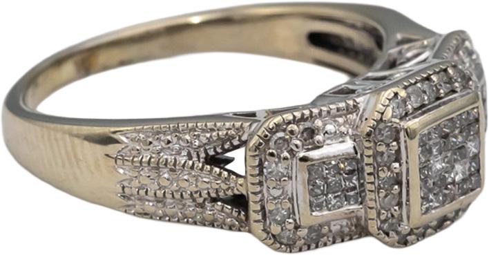 10k White Gold Round Diamond Cluster Cocktail Ring 0.50CT Size 9.25
