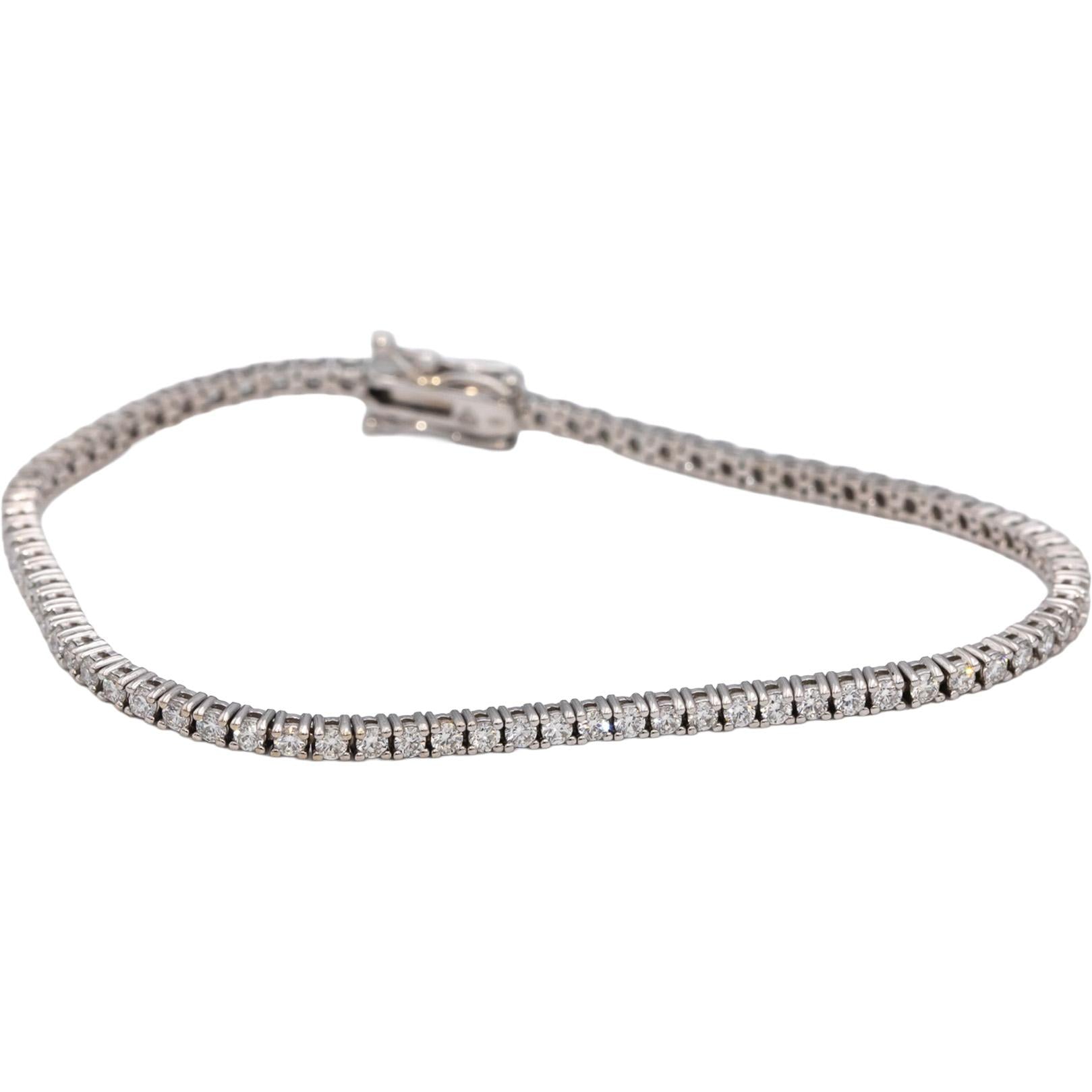 14k White Gold VS Round Diamond Tennis Bracelet 2.09CT