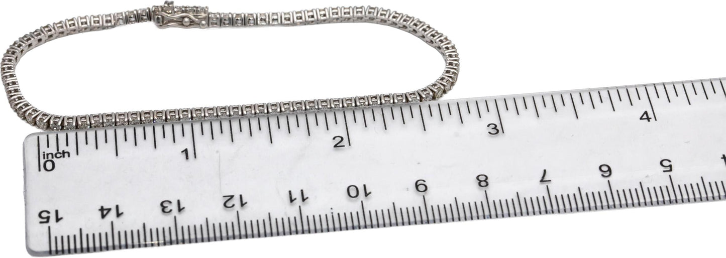14k White Gold Round Diamond Tennis Bracelet 2.40CT