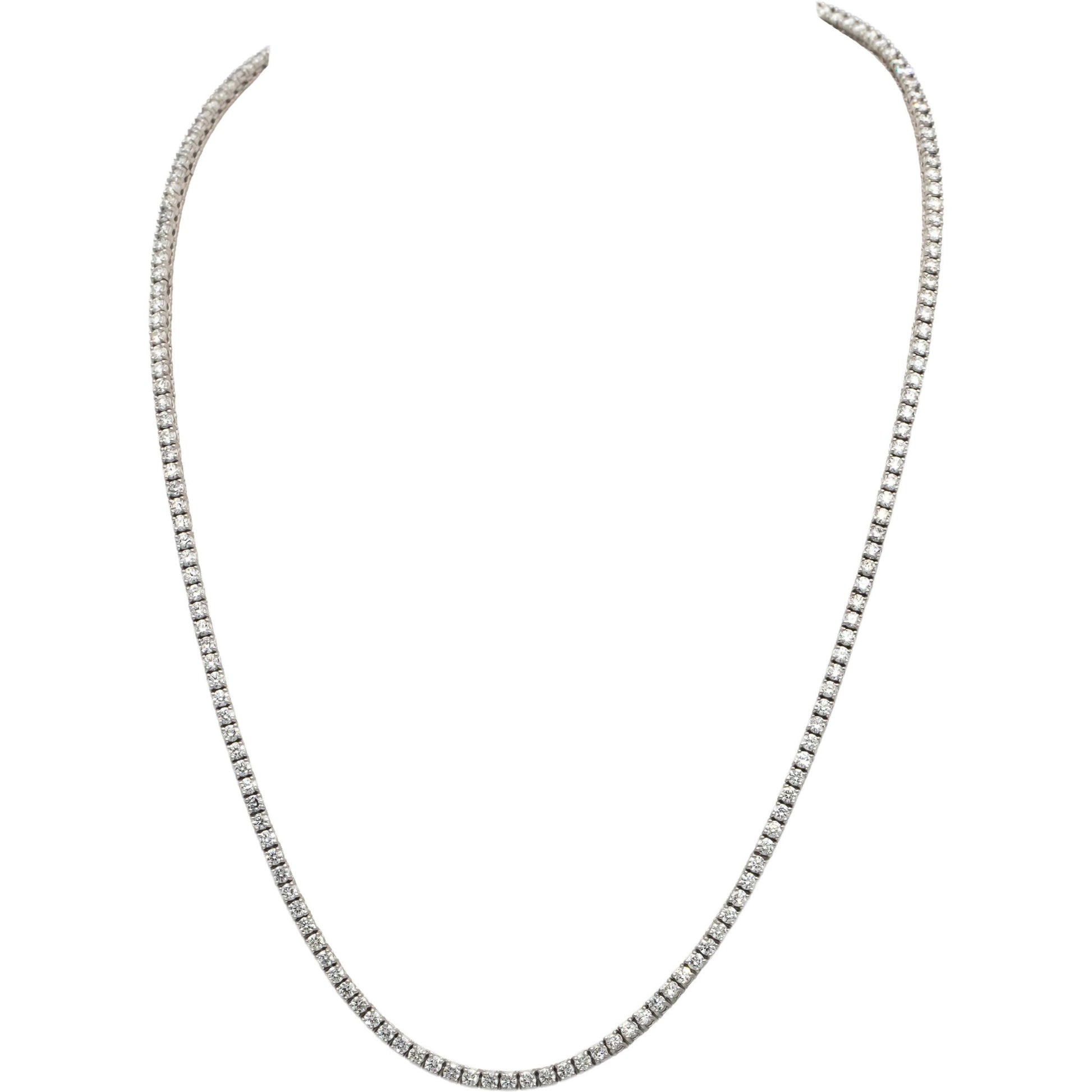 14k White Gold VS Round Diamond Tennis Necklace 7.76CT
