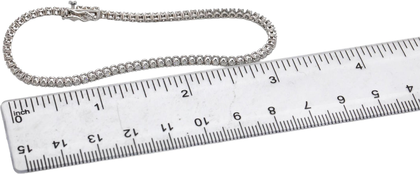 14k White Gold VS Round Diamond Tennis Bracelet 1.30CT