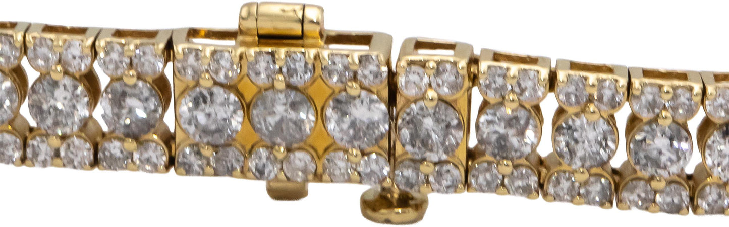 10k Yellow Gold Round Diamond Tennis Line Bracelet 6.0CT