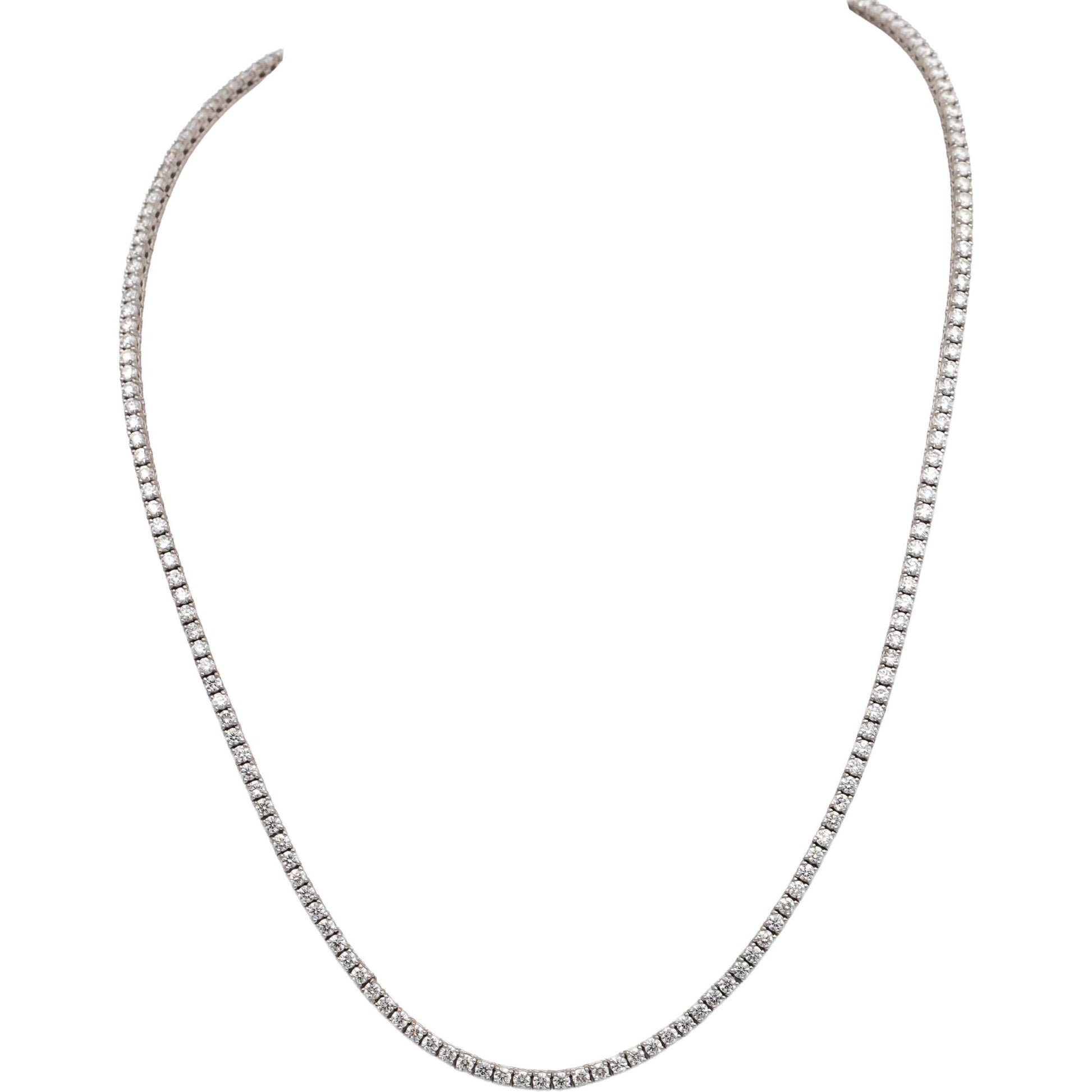 14k White Gold VS Round Diamond Tennis Necklace 7.78CT