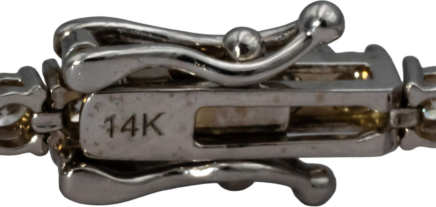 14k White Gold Round Diamond Tennis Bracelet 3.43CT