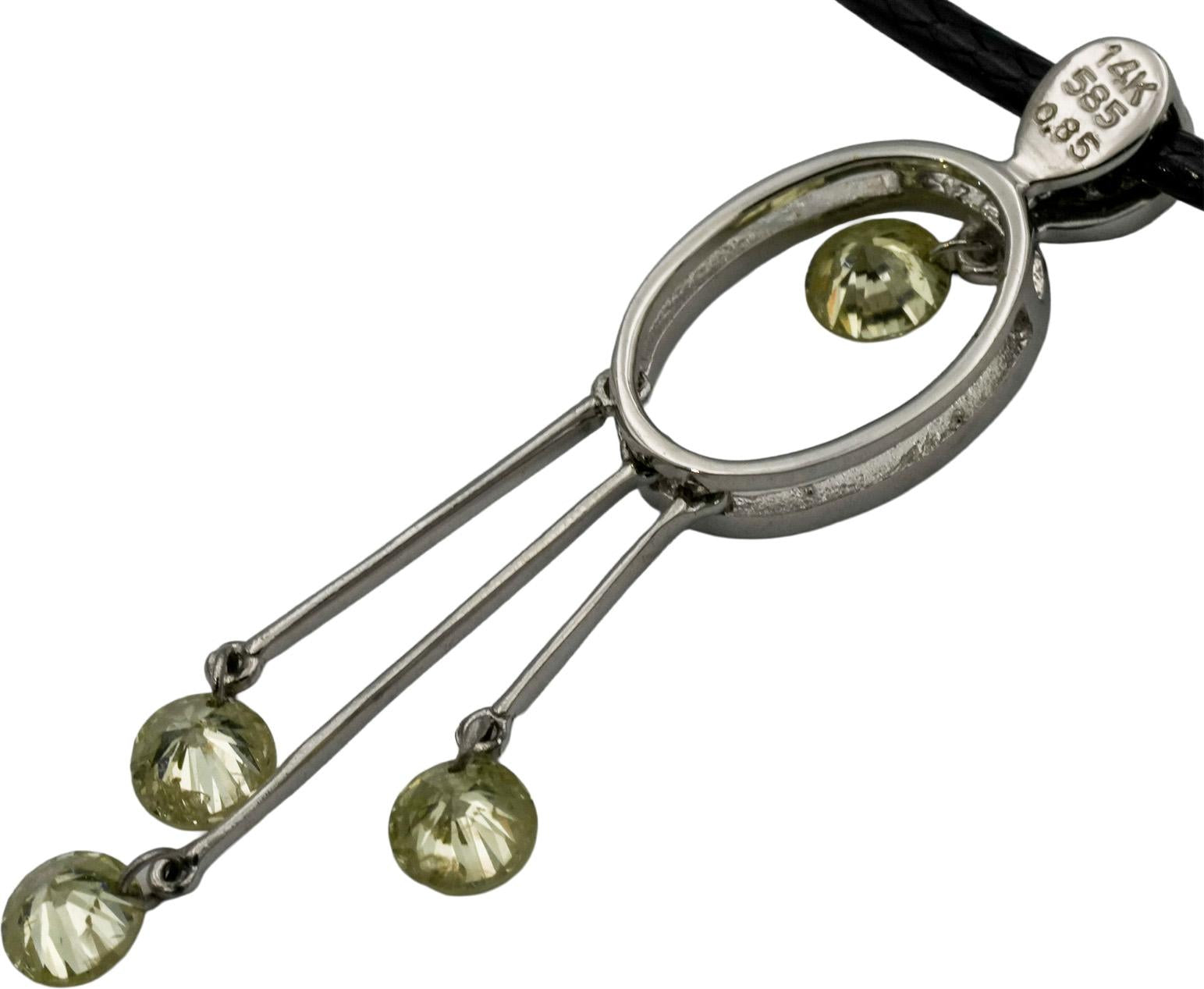 14k White Gold Round Diamond Dangle Floral Pendant Necklace 0.85CT