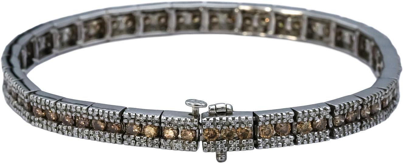 EFFY 14k White Gold Round Diamond Fancy Link Bracelet 3.50CTW