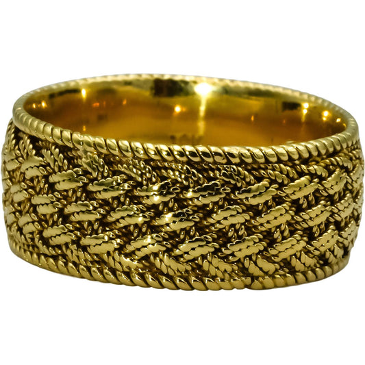 TIFFANY  CO. 18k Yellow Gold Vintage Woven Mesh Wedding Band Ring Size 5