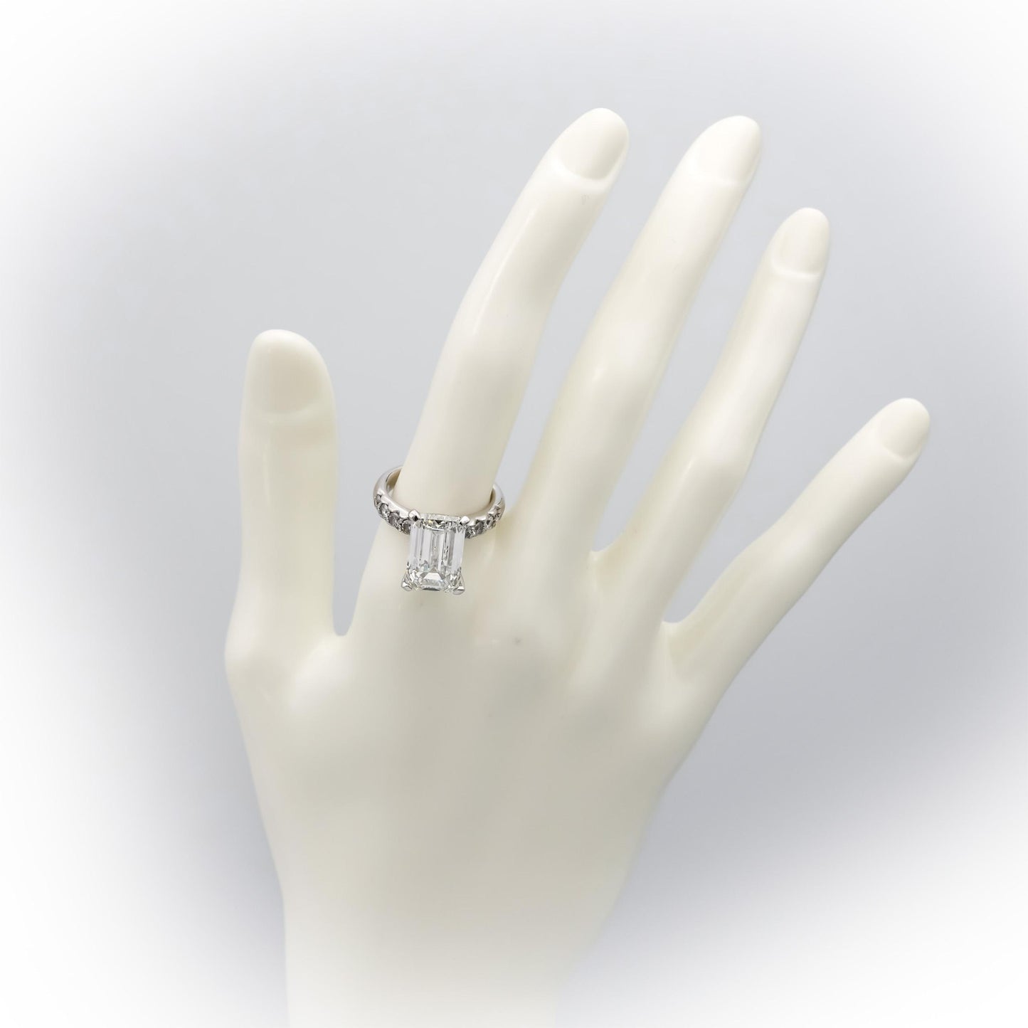 IGI 14k White Gold Lab-Grown Emerald Cut Diamond Ring 7.51CT w/ 7.01CT Center