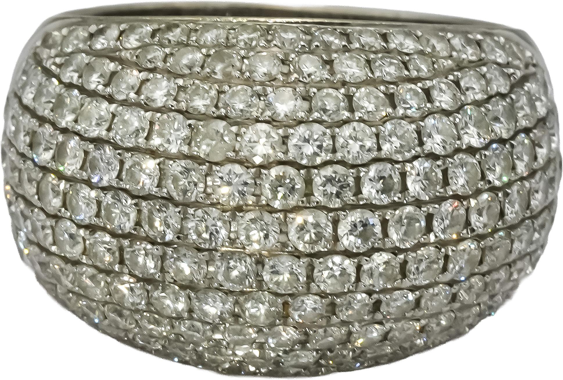 18k White Gold Round Diamond Cluster Dome Cocktail Ring 3.0CT Size 9