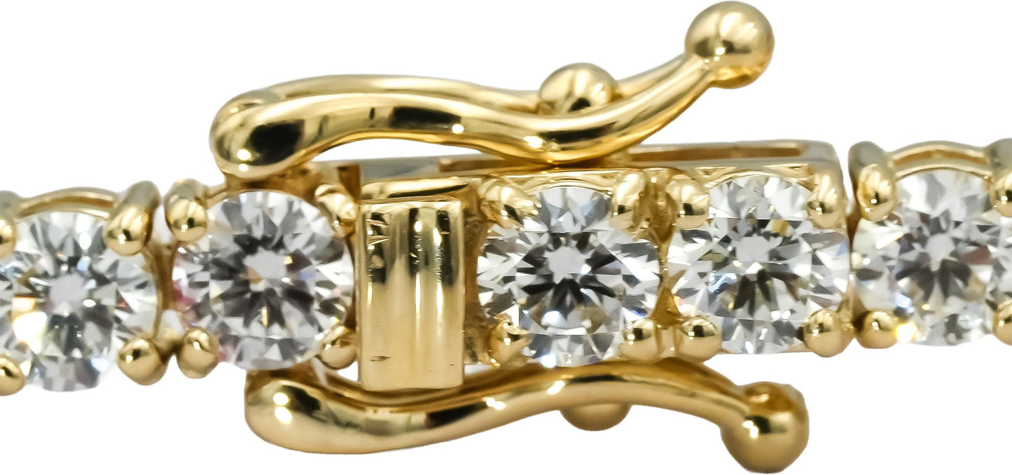 14k Yellow Gold VS Round Diamond Tennis Bracelet 7.19CT