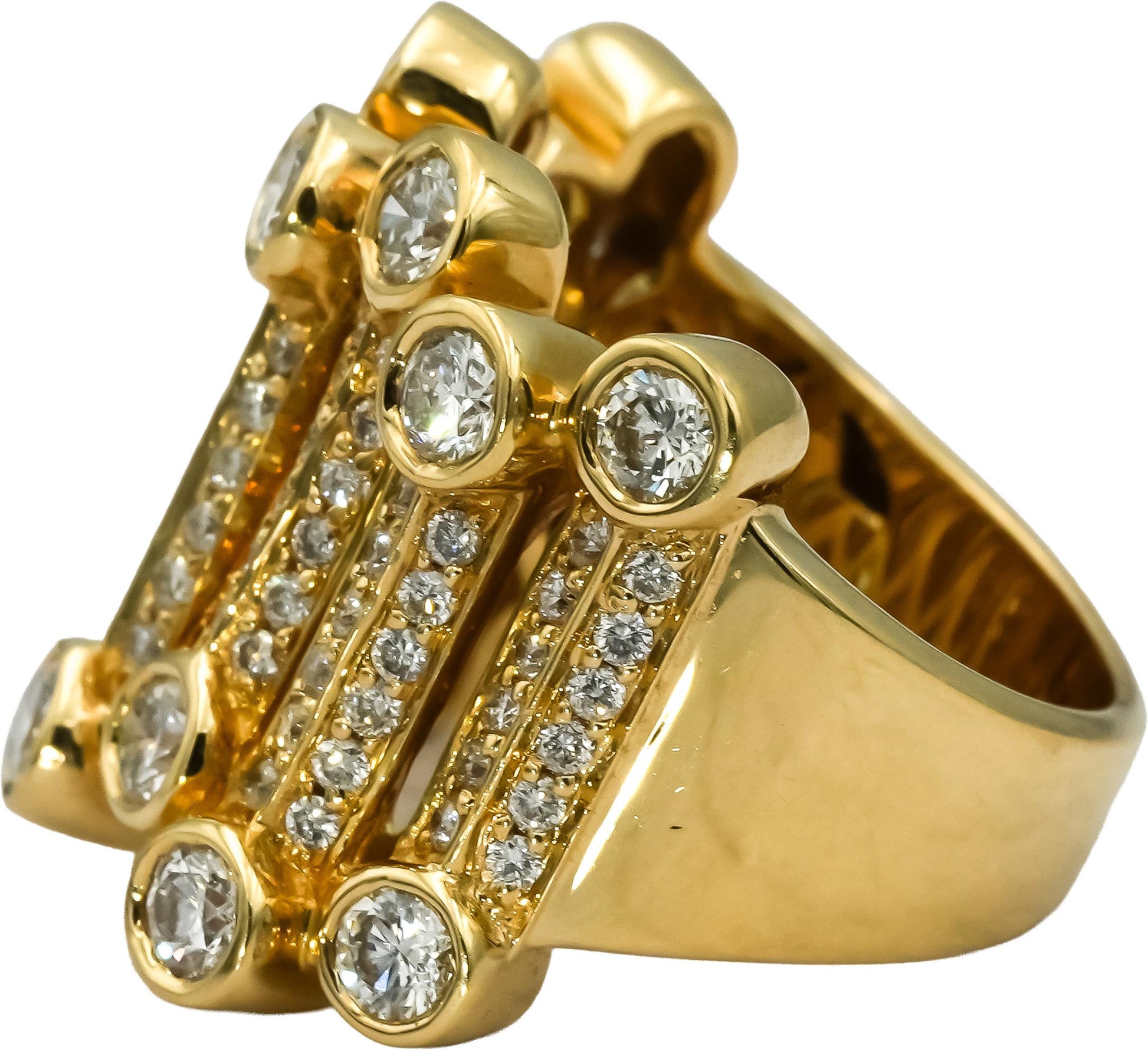 SONIA B. 14k Yellow Gold VS Round Diamond Cocktail Ring 2.0CT Size 5.25