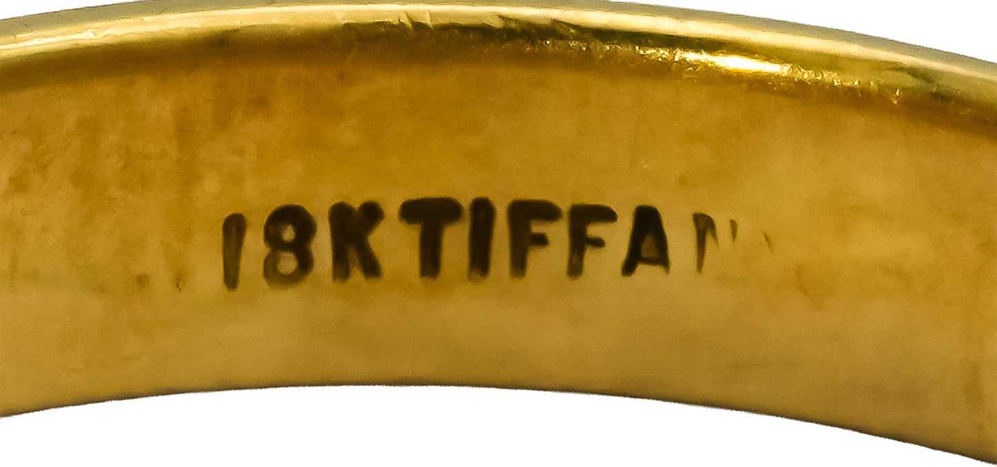 TIFFANY & CO. Vintage 18k Yellow Gold Milgrain Wedding Band Ring Size 10.75