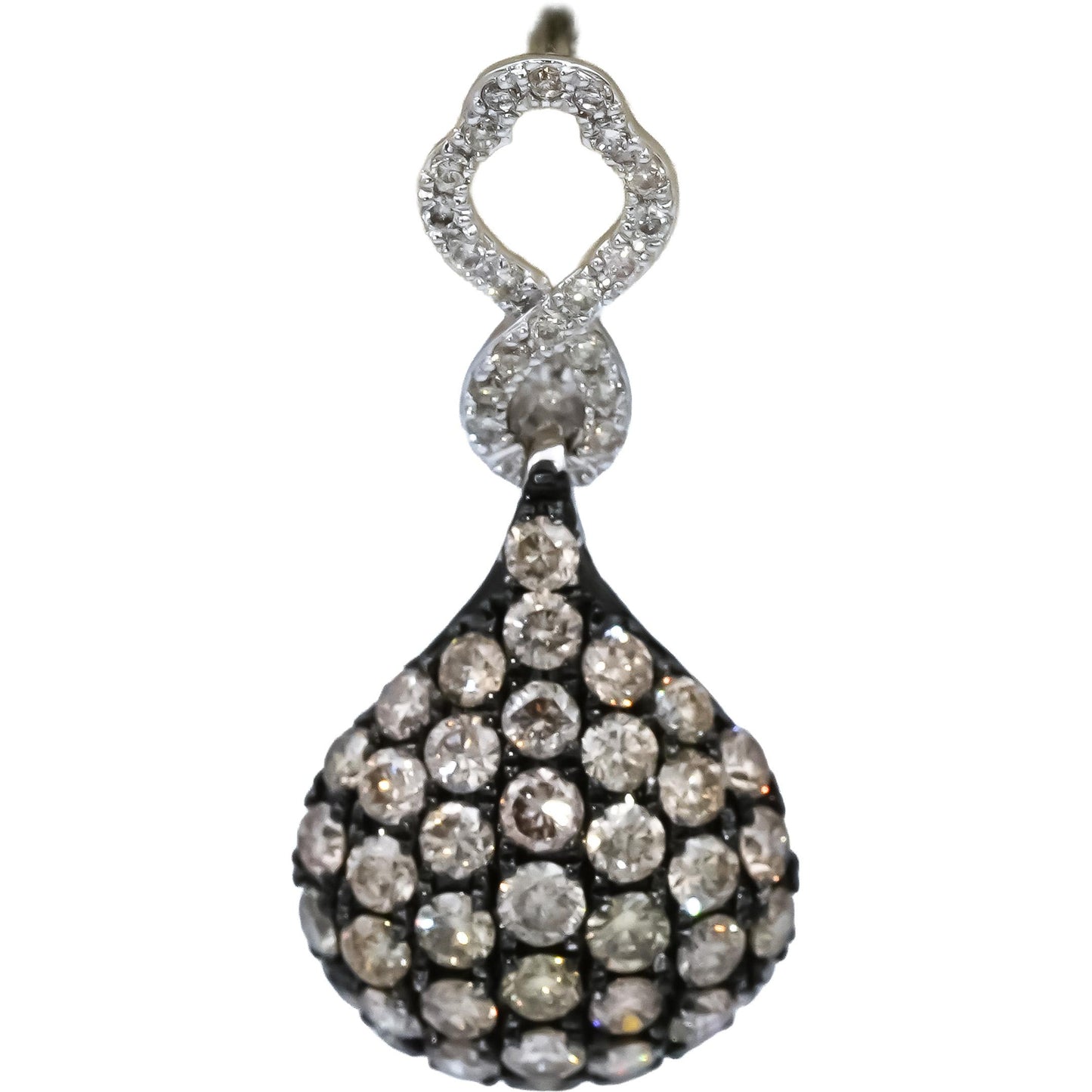 14k White Gold Round Diamond Drop Dangle Cluster Earrings 1.75CT