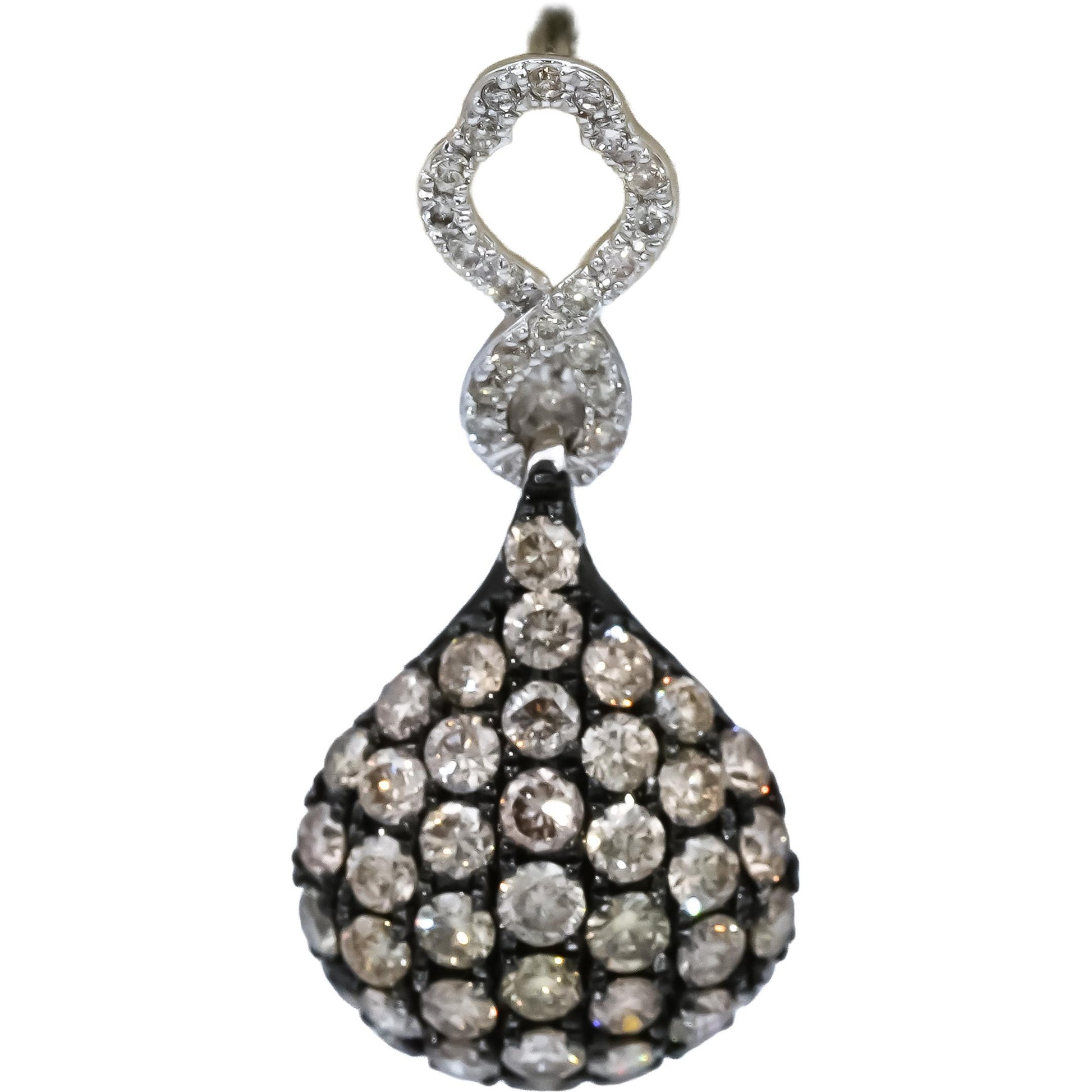 14k White Gold Round Diamond Drop Dangle Cluster Earrings 1.75CT