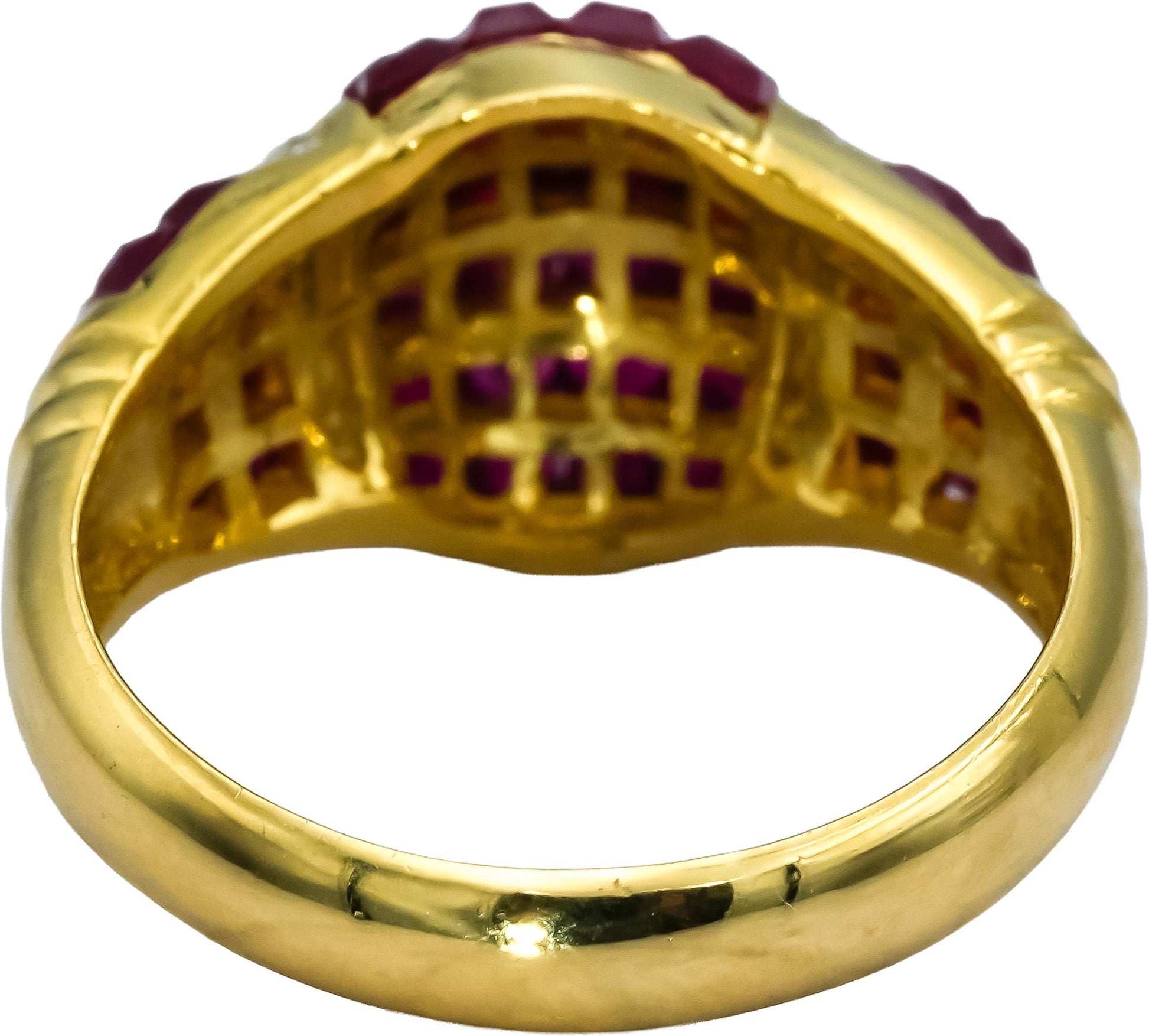 18k Yellow Gold VS Diamond and Ruby Cluster Cocktail Ring 4.60CTW Size 6.75