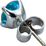 18k White Gold Oval Cut Blue Topaz Stud Earrings