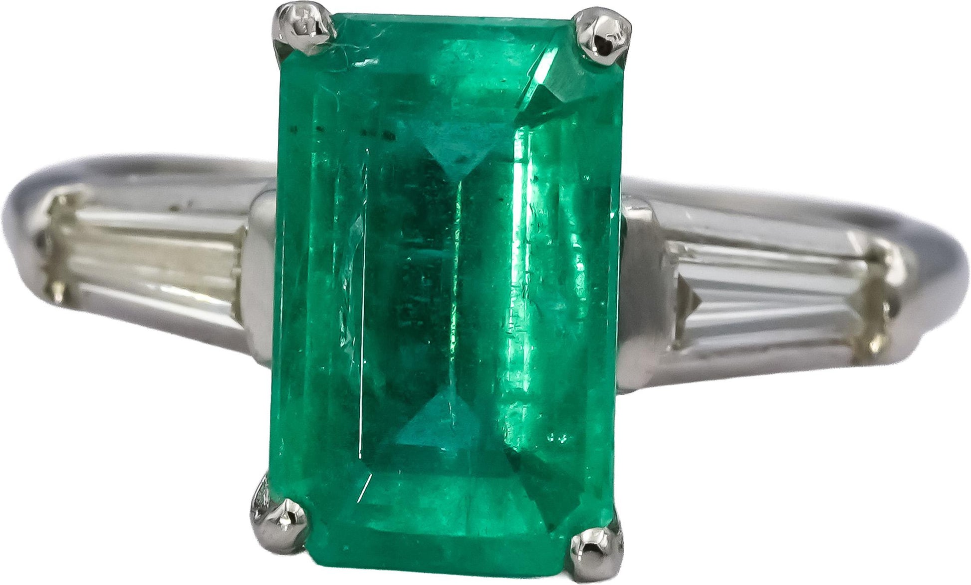 Platinum VS Diamond and Emerald Cocktail Ring 2.93CTW Size 6.25