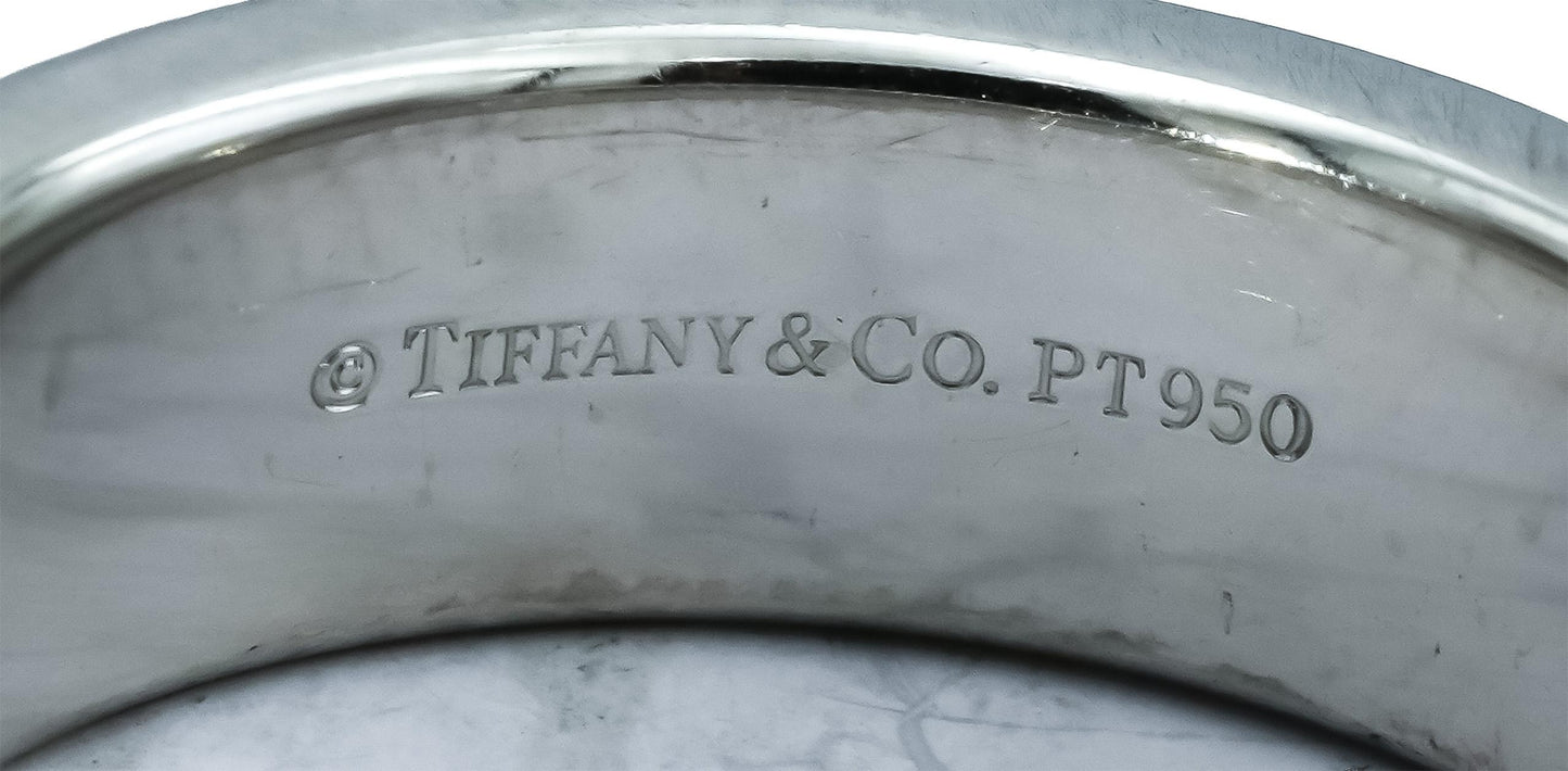 TIFFANY & CO. Platinum Together Milgrain 6.mm Wide Wedding Band Ring Size 7.5
