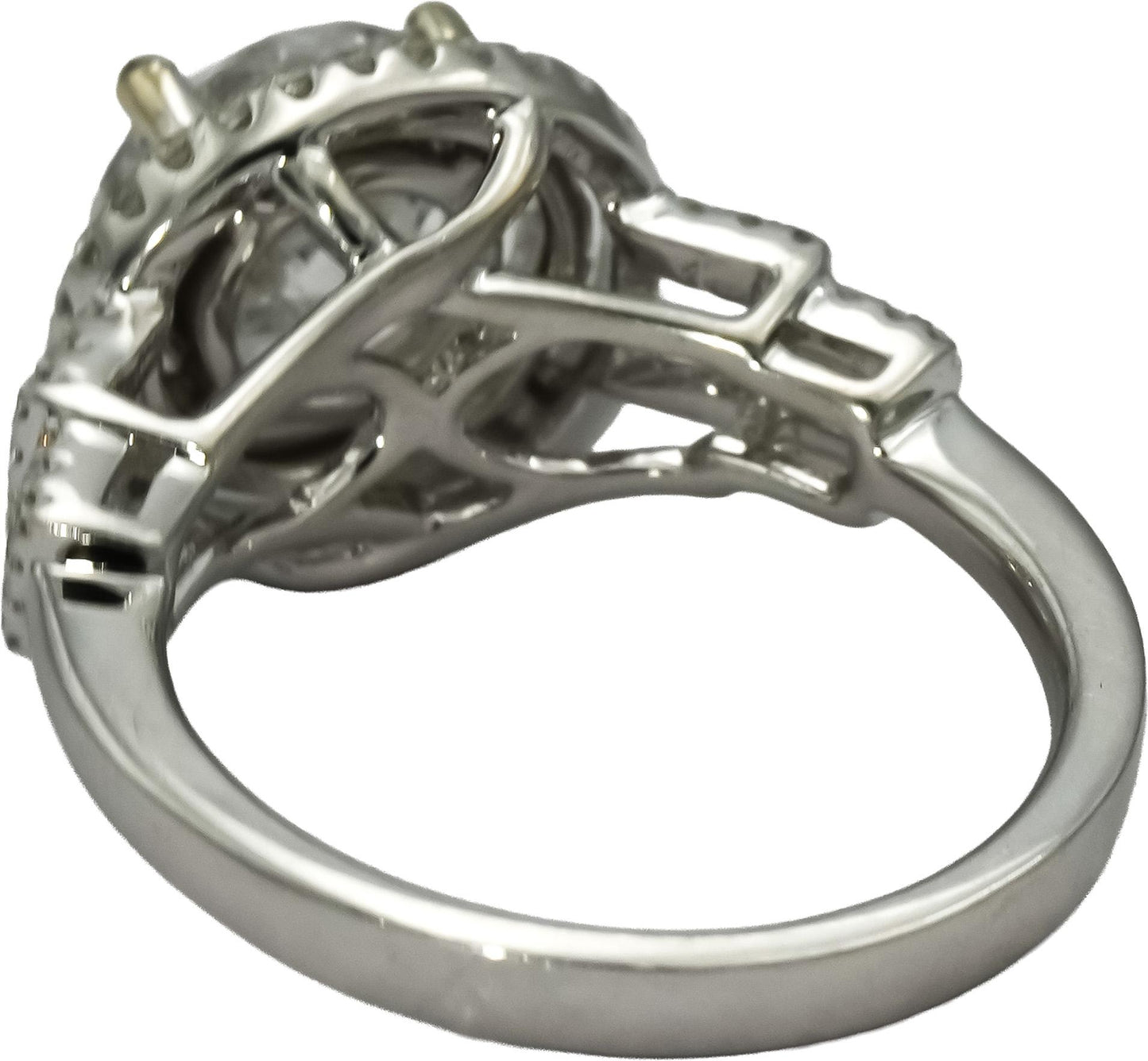 18k White Gold Round Diamond Engagement Ring 2.60CT w/ 2.14CT Center Size 6.5