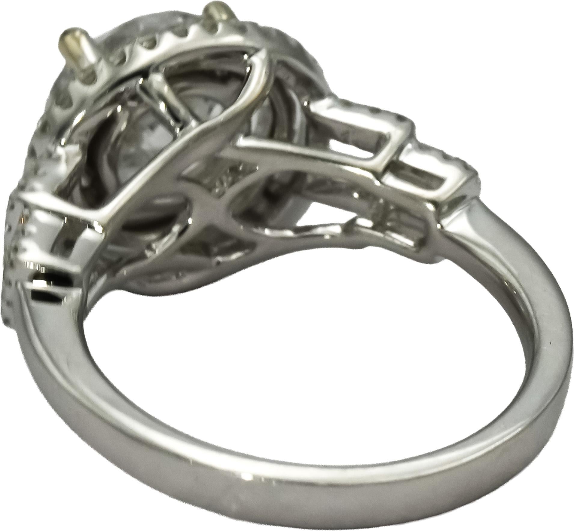 18k White Gold Round Diamond Engagement Ring 2.60CT w/ 2.14CT Center Size 6.5