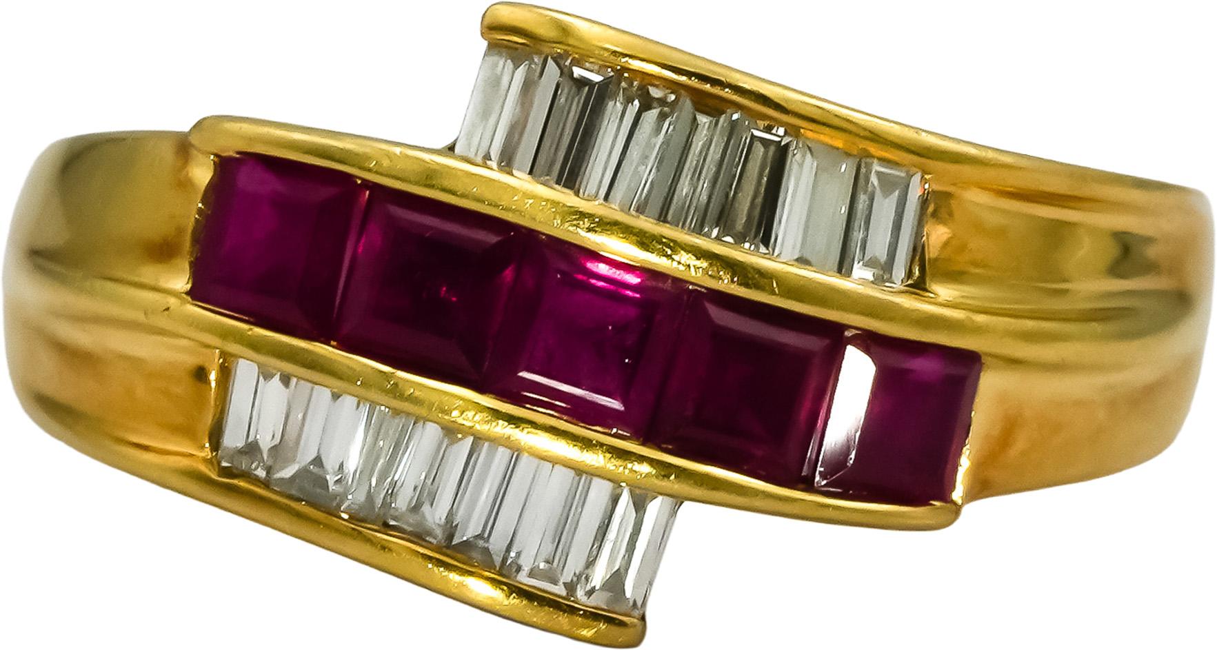 18k Yellow Gold VS Diamond and Ruby Band Ring 1.50CT Size 7.5