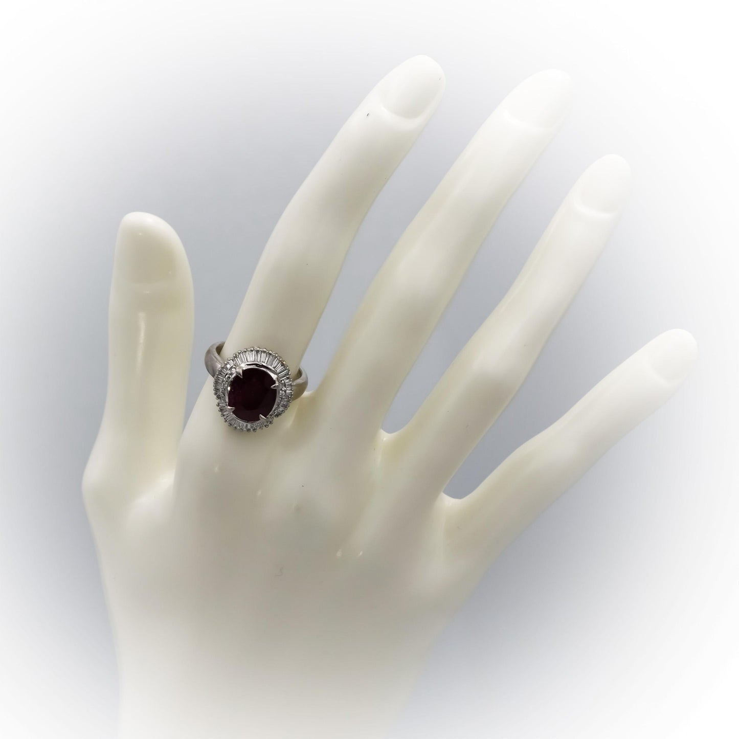 Platinum Diamond and Ruby Halo Cocktail Ring 3.88CT Size 6.25