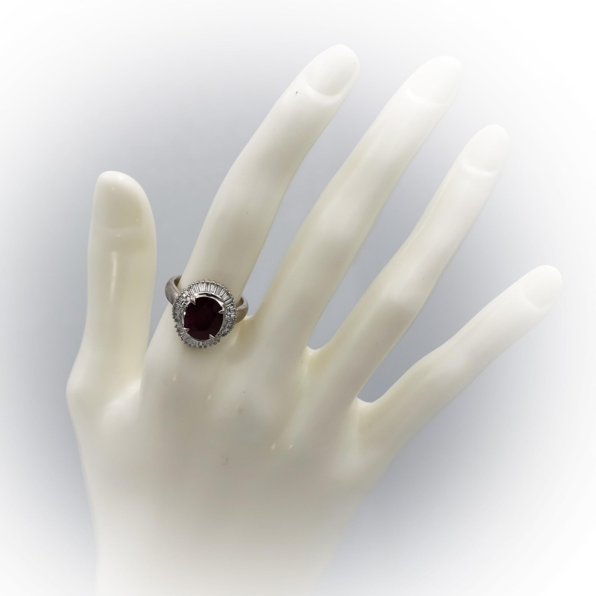 Platinum Diamond and Ruby Halo Cocktail Ring 3.88CT Size 6.25