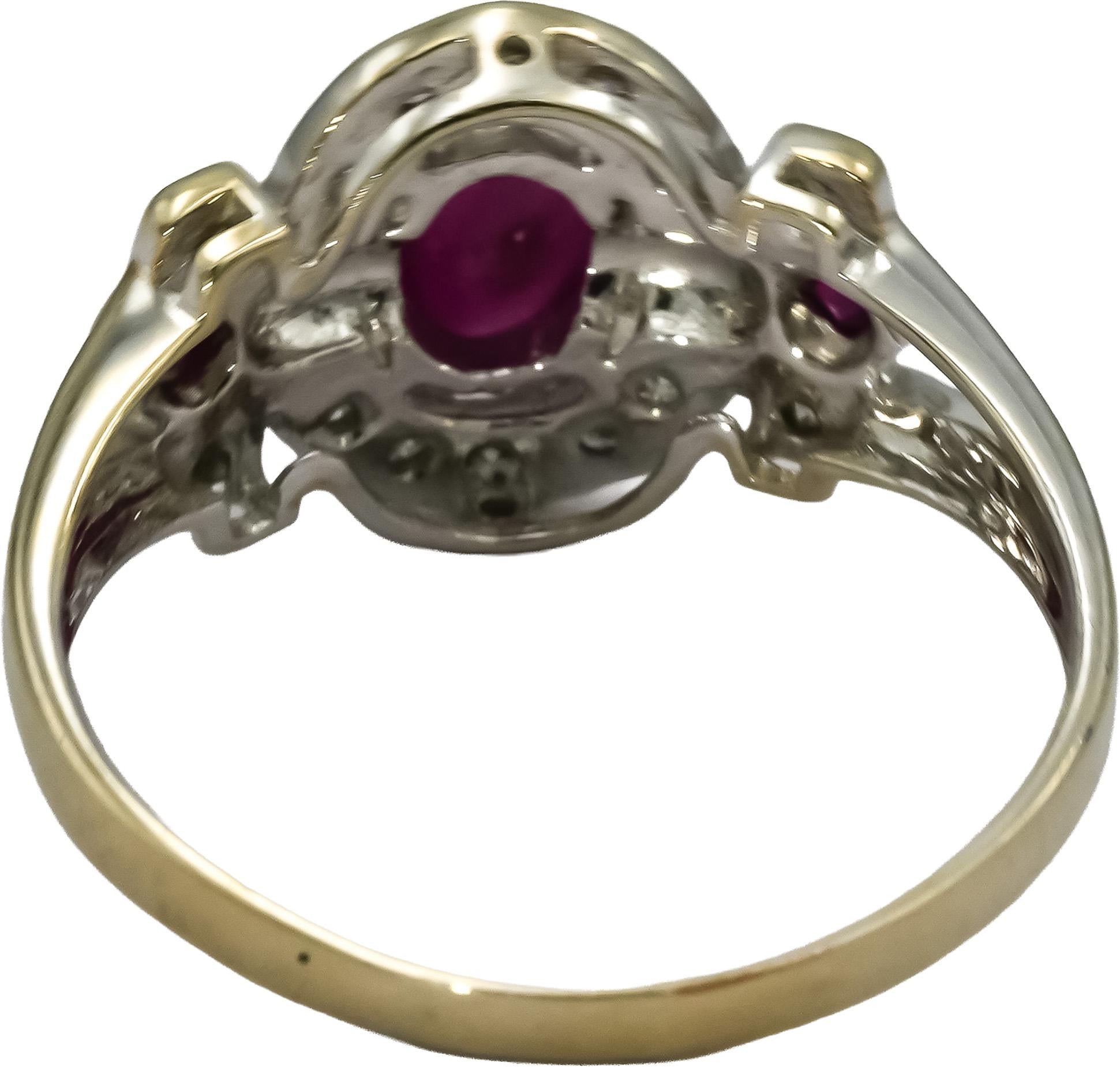 14k White Gold Ruby and Diamond Cocktail Ring 0.60CT Size 7.5