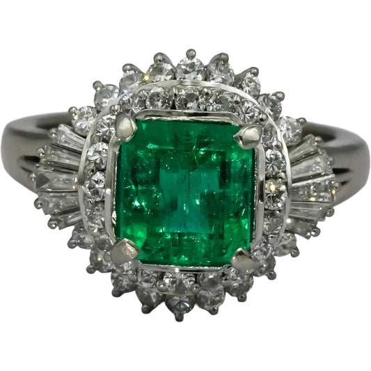 GIA Certified Platinum Colombian Emerald and Diamond Ring 3.06CT Size 6.5