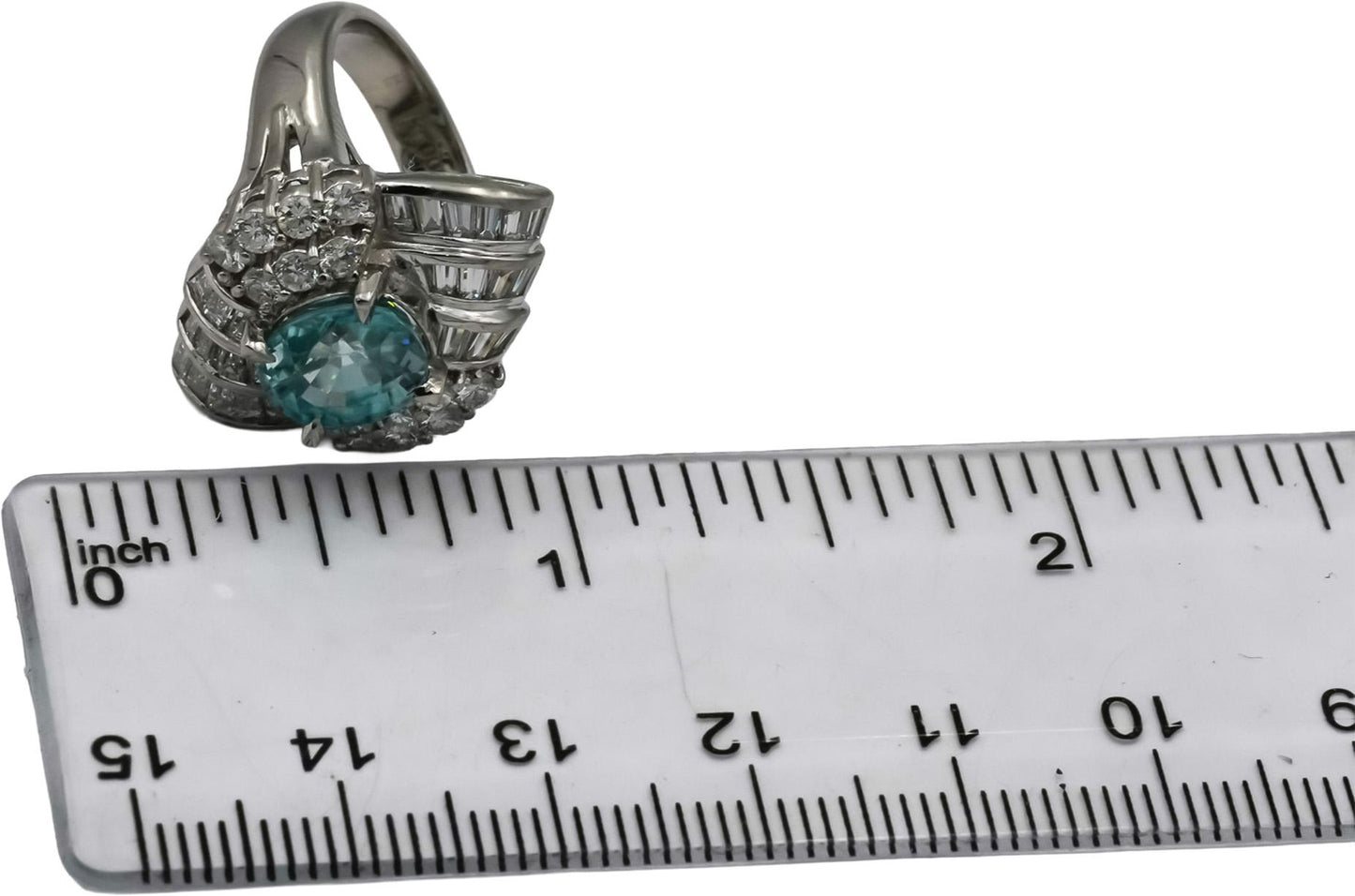 Platinum VS Diamond and Blue Zircon Cocktail Ring 4.92CT Size 4.75