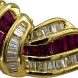 14k Yellow Gold Baguette Channel Set VS Diamond and Ruby Earrings 2.50CT