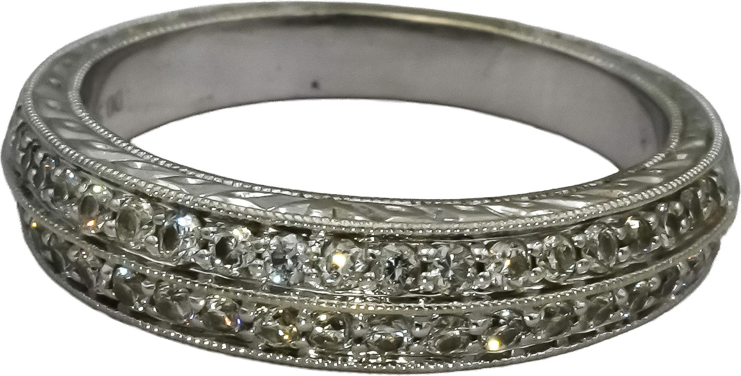 14k White Gold VS Round Diamond Filigree Band Ring 0.50CT Size 7