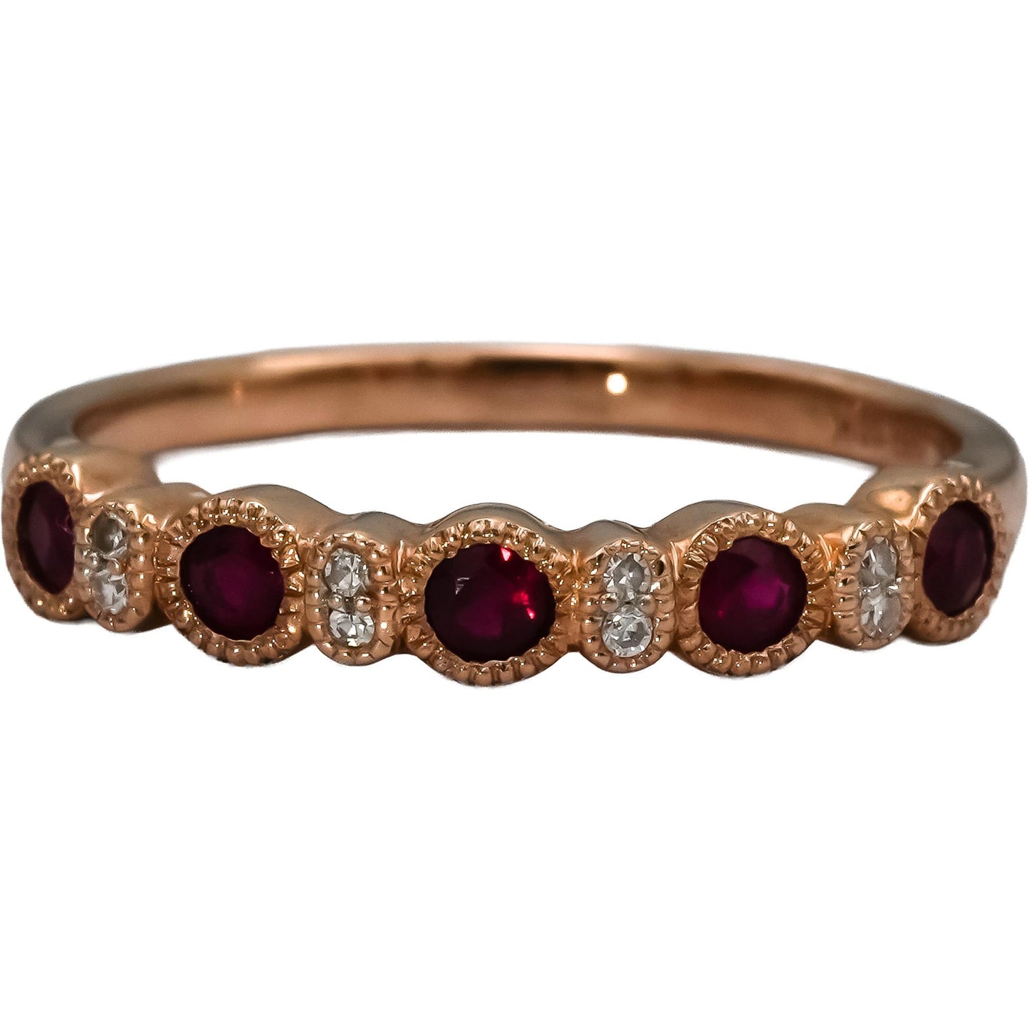 10k Rose Gold Diamond and Ruby Band Ring 0.39CT Size 7