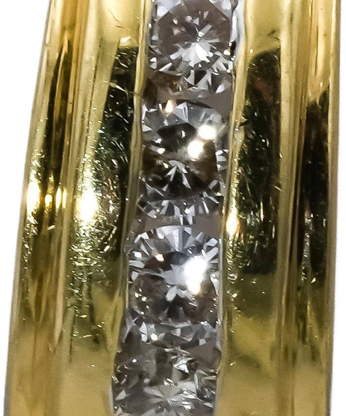 14k Yellow Gold Round Channel Set Diamond Hoop Huggie Earrings 1.0CT