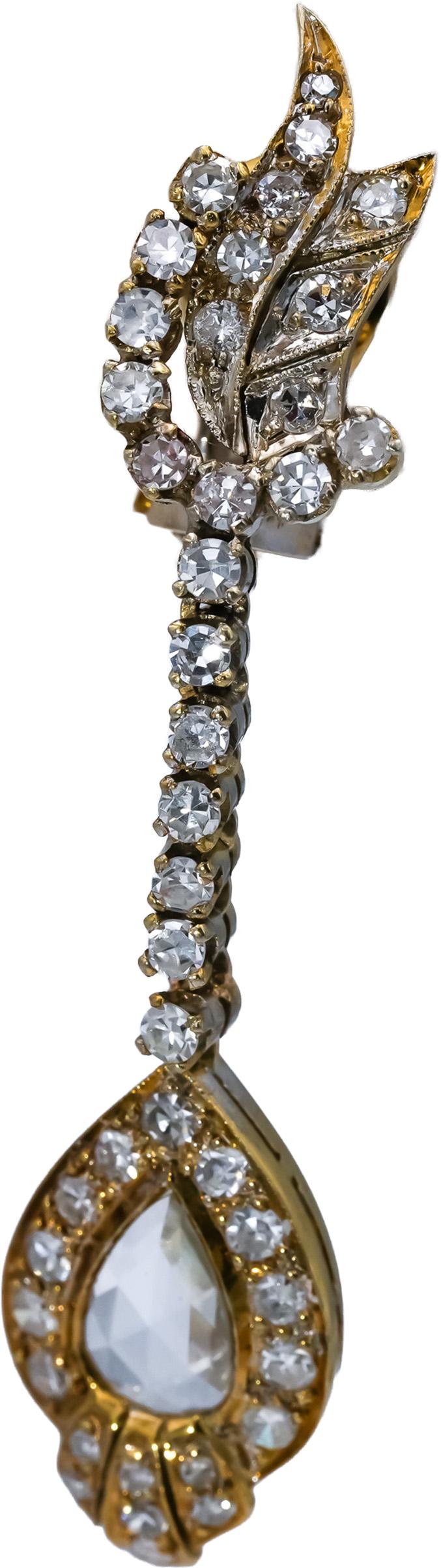 Vintage Antique 14k Yellow Gold VS Diamond Drop Dangle Earrings 2.80CT