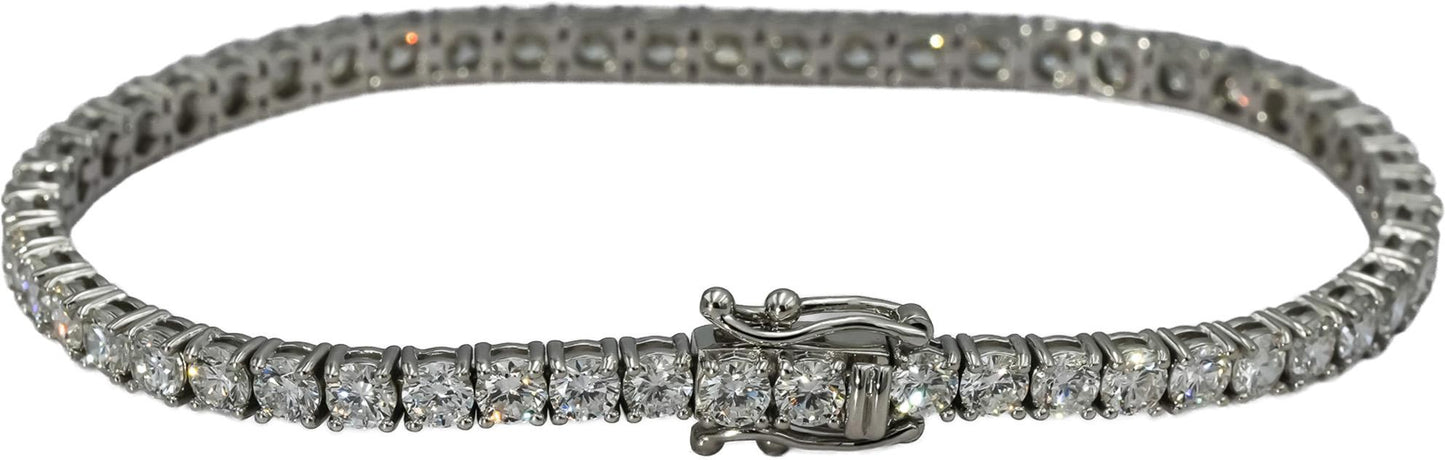 14k White Gold VS Round Lab-Grown Diamond Tennis Bracelet 6.99CT