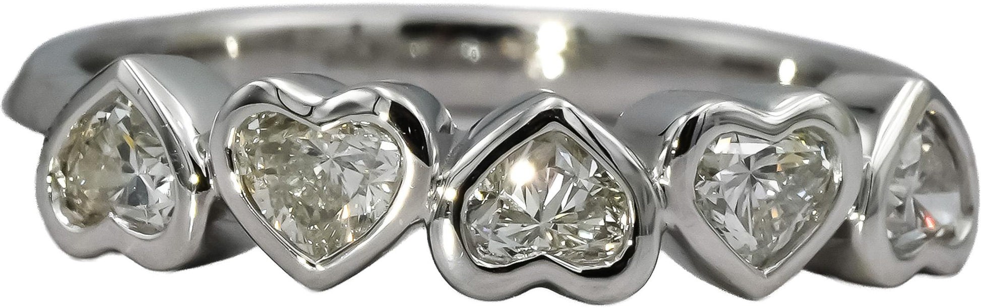14k White Gold Heart Cut VS Diamond Five Stone Band Ring 0.75CT Size 7