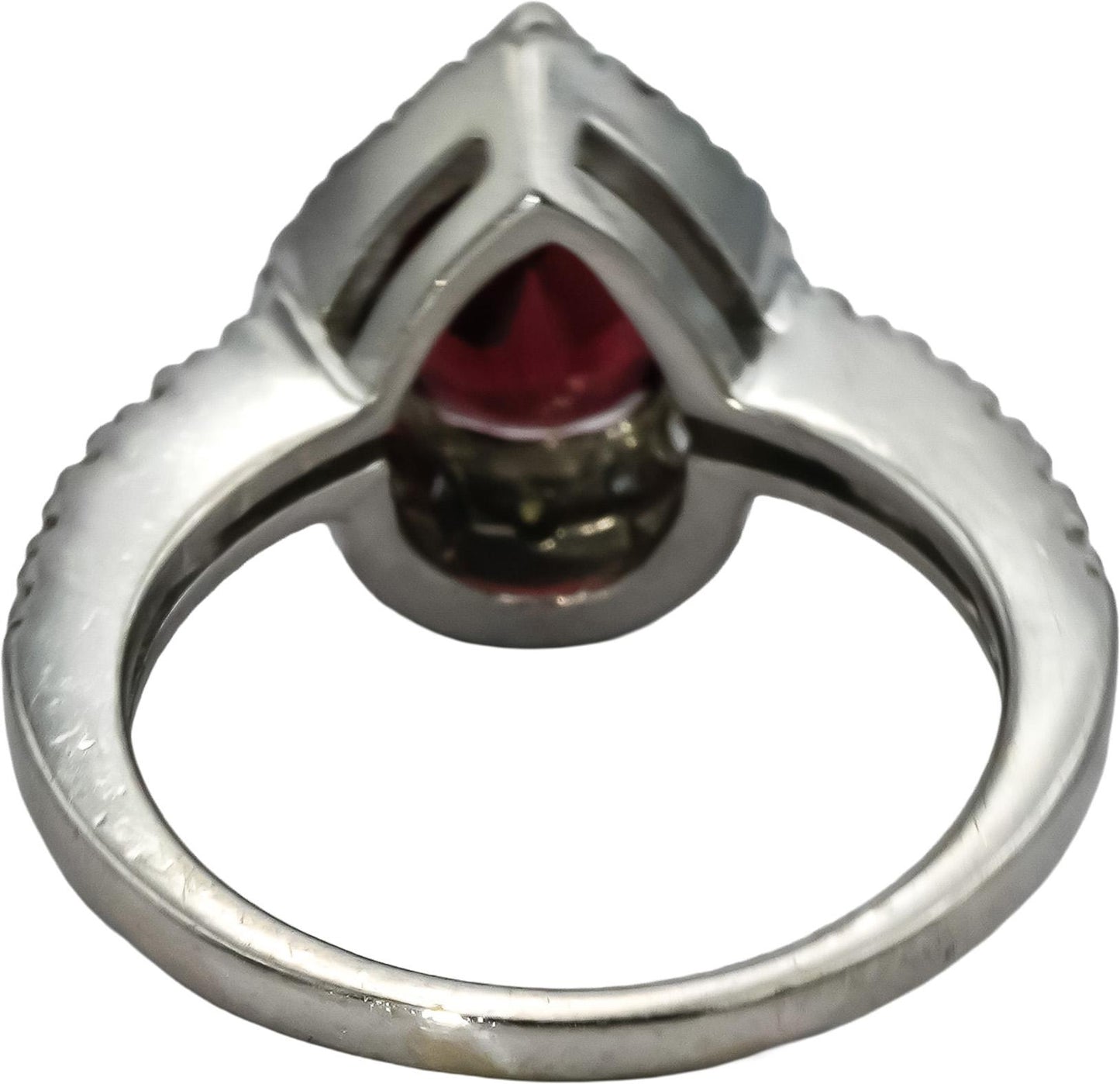 14k White Gold Diamond and Garnet Cocktail Ring 2.21CT Size 5.5