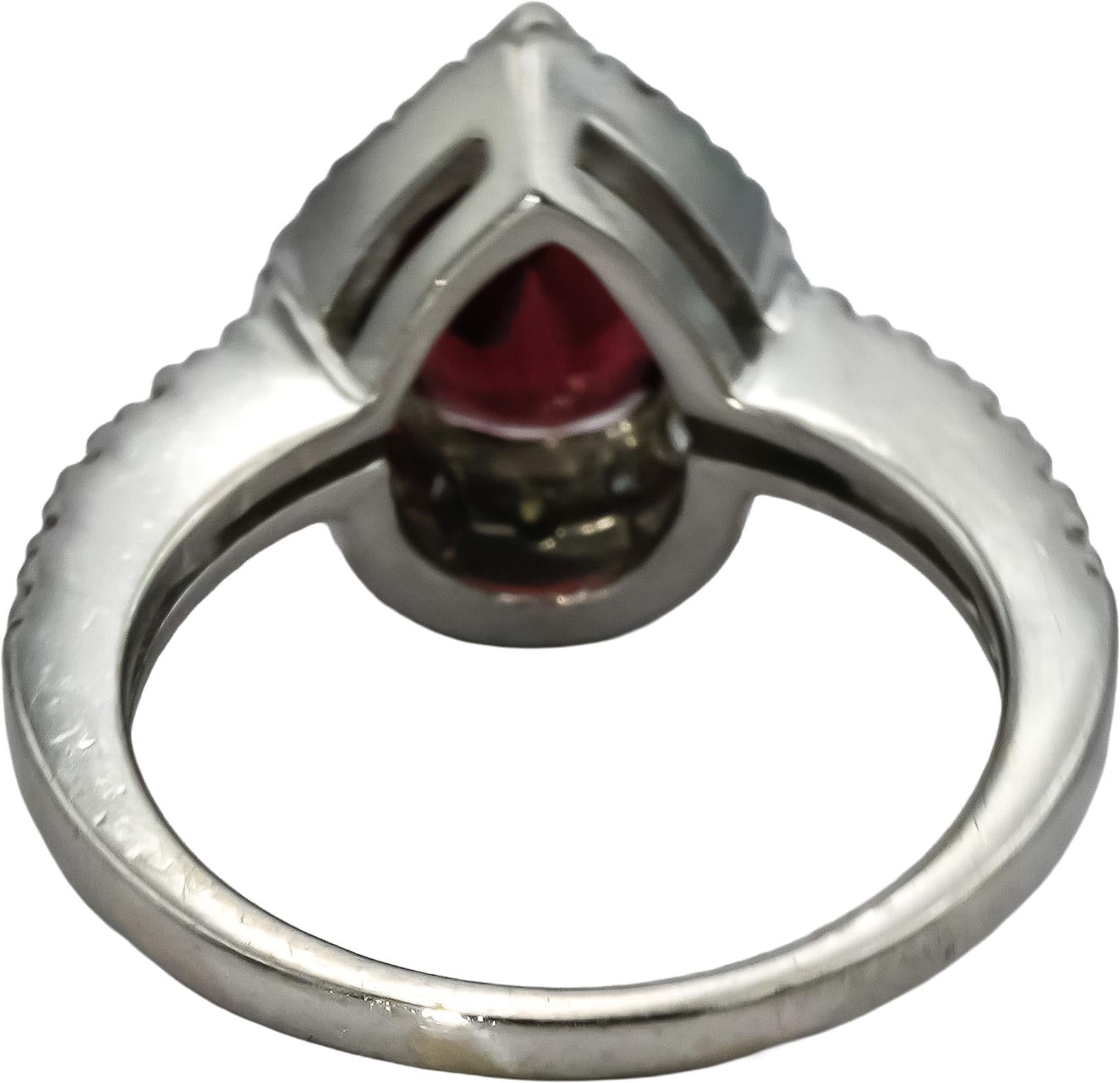 14k White Gold Diamond and Garnet Cocktail Ring 2.21CT Size 5.5