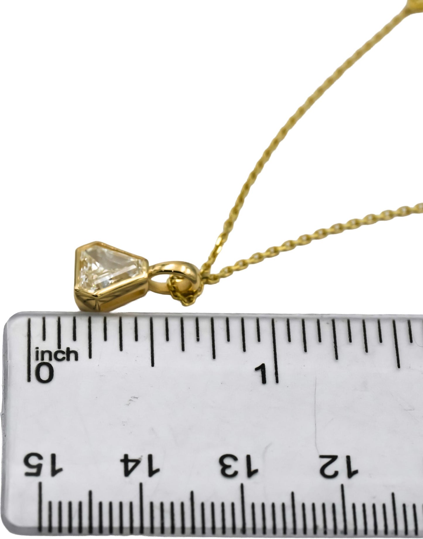 GIA 14k Yellow Gold SI2/J Trillion Step Cut Diamond Pendant Necklace 1.01CT