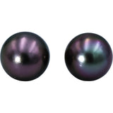 18k Yellow Gold 9.2mm Black Tahitian Pearl Stud Earrings