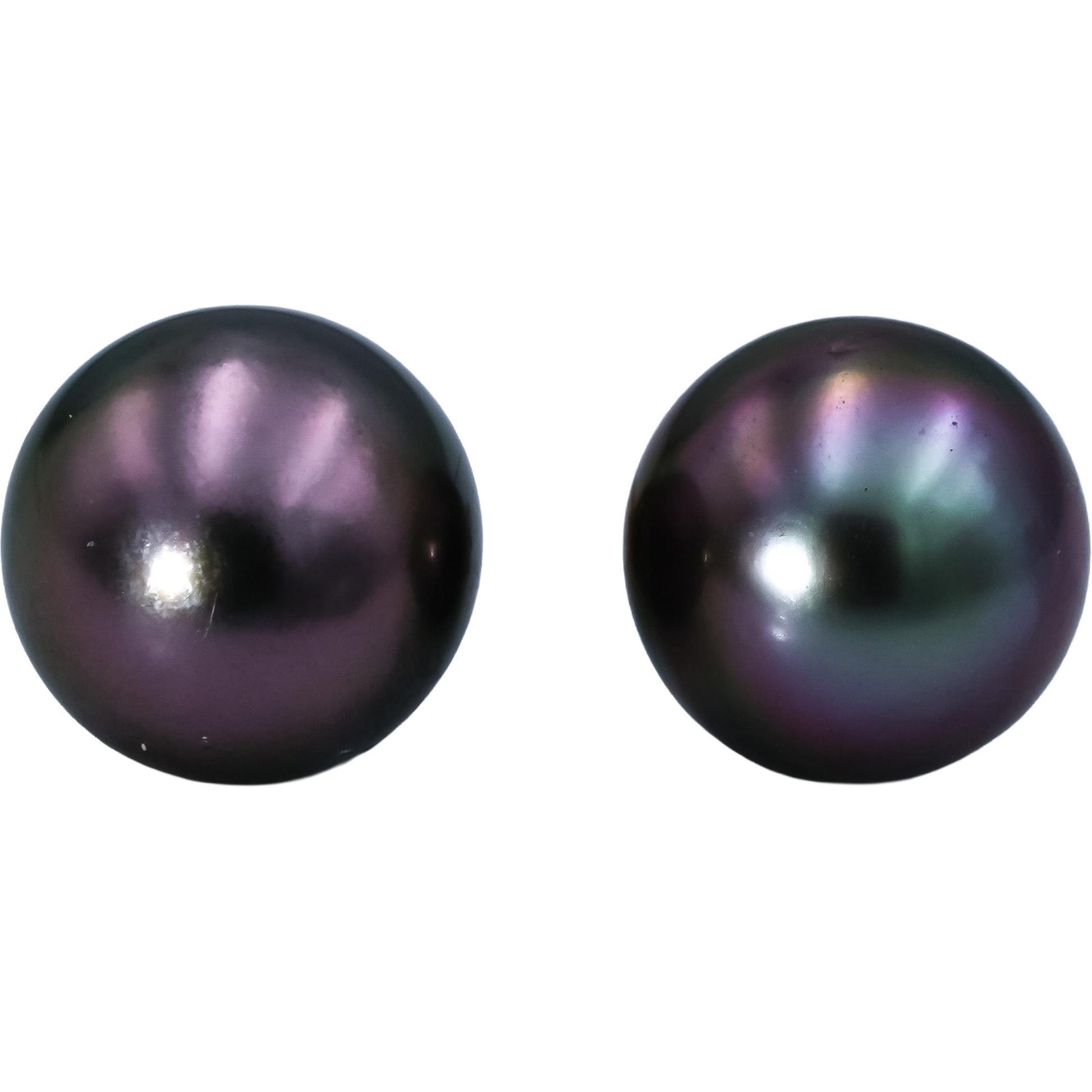 18k Yellow Gold 9.2mm Black Tahitian Pearl Stud Earrings