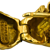 Designer 18k Yellow Gold Enamel Frog Earrings
