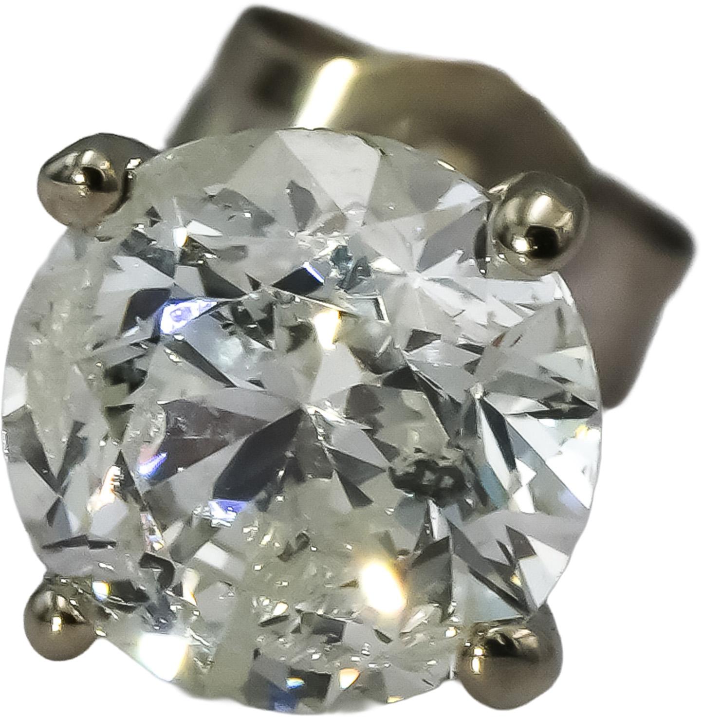 14k White Gold Round Diamond Martini Setting Stud Earrings 1.73CT