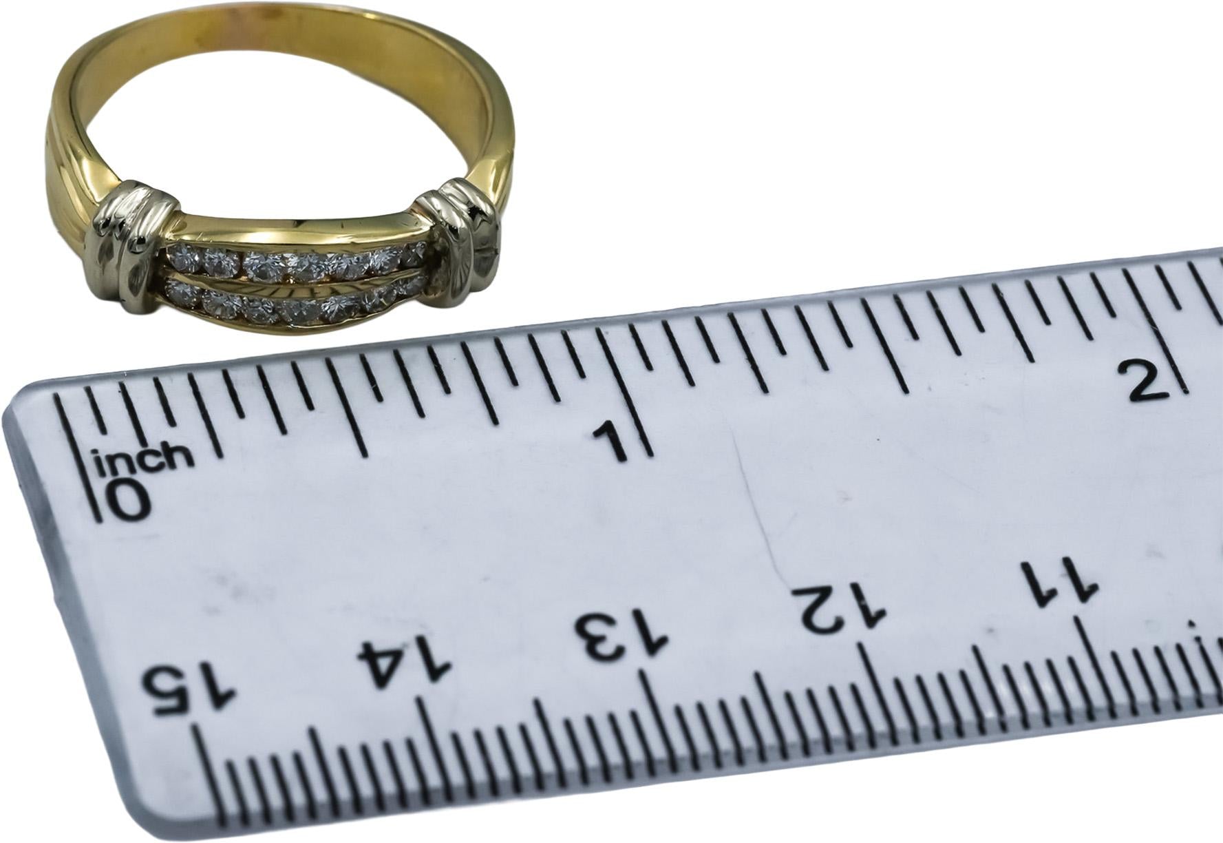 14k Yellow & White Gold Round Diamond Double Row Band Ring 0.33CT Size 8.5