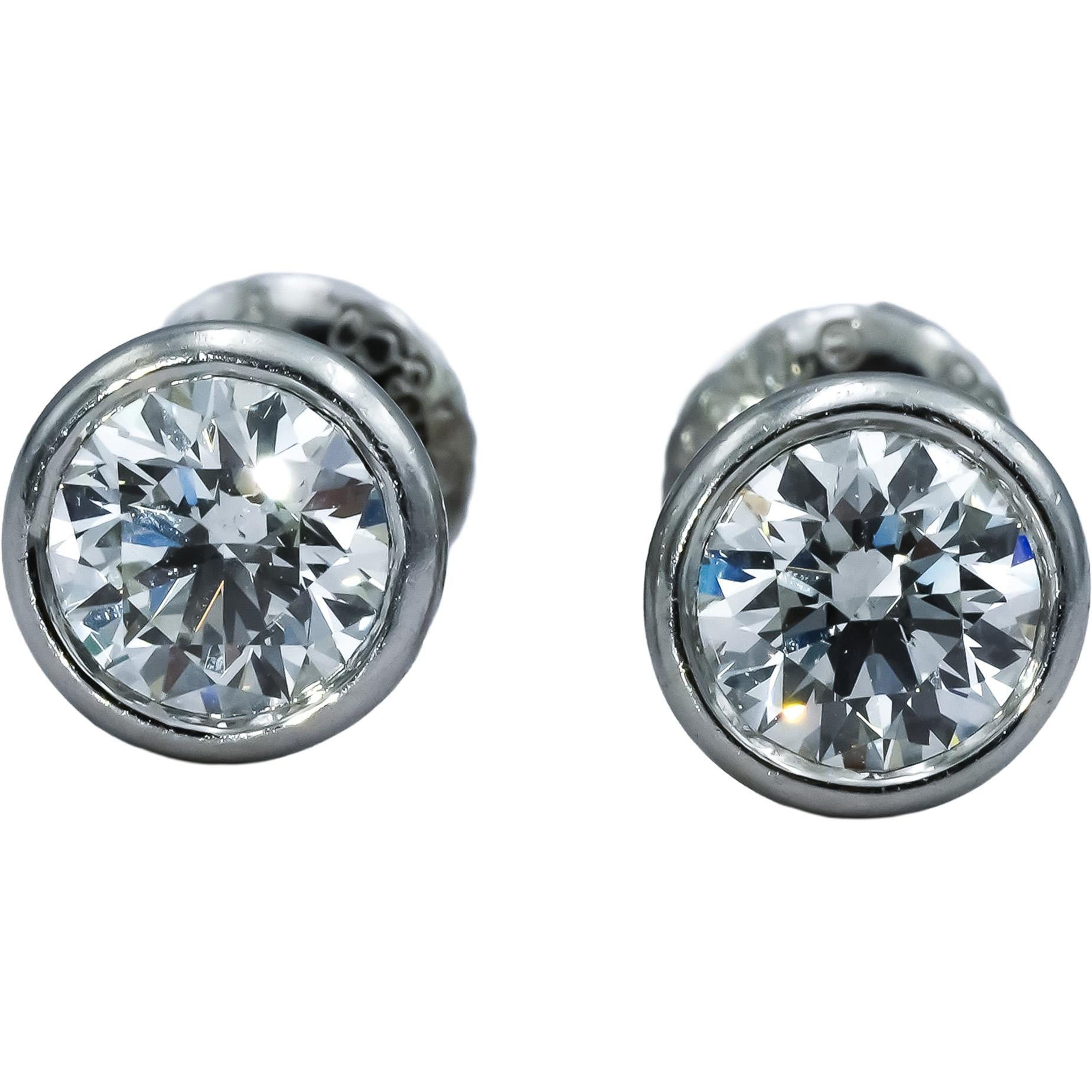 TIFFANY & CO. Platinum VS Round Diamond Peretti Stud Earrings 1.30CT w/ Box