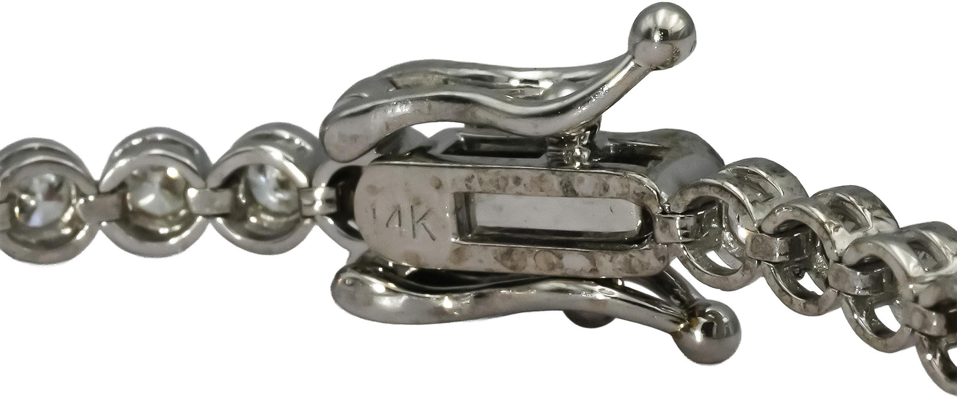 14k White Gold VS Round Bezel Set Diamond Tennis Bracelet 2.35CT