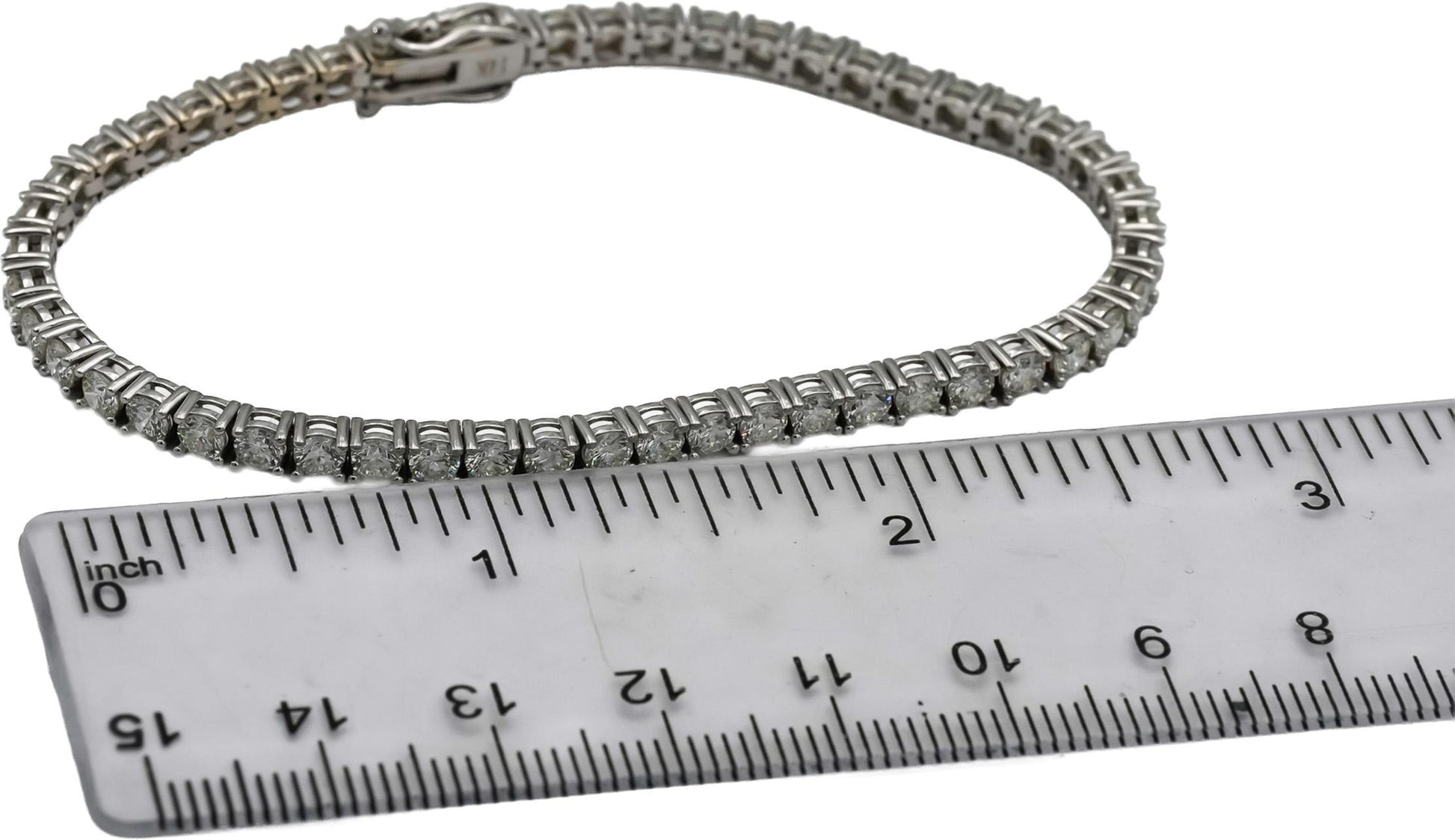 14k White Gold VS Round Diamond Tennis Necklace 5.07CT 203 Pieces